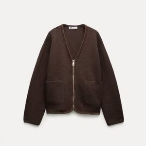 Zara Wool Oversized Cardigan ~ Rich Chocolate Brown ~ Size Medium